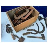 Lot of large clamps and vintage tools