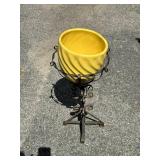 Metal Plant Stand with Yellow Planter