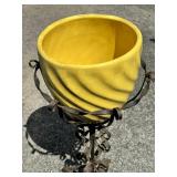 Metal Plant Stand with Yellow Planter