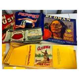 Lot of Tobacco & Fruit paper lables
