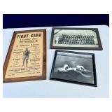 Framed Fight Card at the Stillwater Armory and Picture Lot