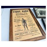 Framed Fight Card at the Stillwater Armory and Picture Lot