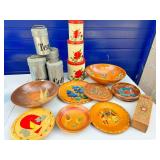 Kitchen canister sets & hand painted Wooden Bowls
