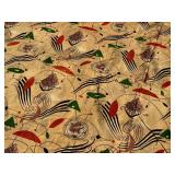 One Panel Mid Century Modern Barkcloth Curtain