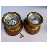Seven Jeweled Eight Day Ships Bell Clock & Weather Barometer