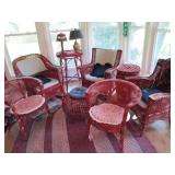 10pc red Shabby Chic Wicker Rattan ...