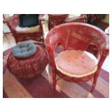 10pc red Shabby Chic Wicker Rattan ...