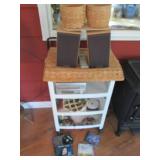 White rolling shelf/cart plus conte...