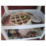 White rolling shelf/cart plus conte...