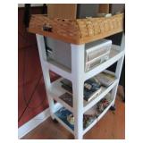 White rolling shelf/cart plus conte...