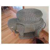 Wicker Rattan accent Frog and plant...