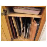 Large lot of cookie sheets, cake pa...