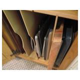 Large lot of cookie sheets, cake pa...