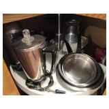 All stainless steel pots, pans plus...