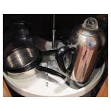 All stainless steel pots, pans plus...