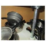 All stainless steel pots, pans plus...