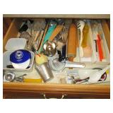 Wood rolling pin, metal measuring c...