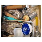 Wood rolling pin, metal measuring c...