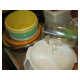 Corning Ware casserole dishes, glas...
