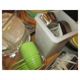 Corning Ware casserole dishes, glas...