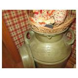 Vintage Metal milk can with lid plu...