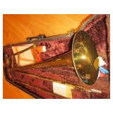 Antique Trombone in velour lined co...