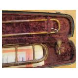 Antique Trombone in velour lined co...