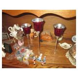 Cut glass candy dishes, candle hold...