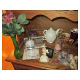 Cut glass candy dishes, candle hold...