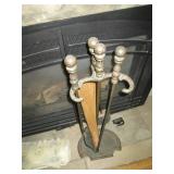 Antique Brass tone log holder, fire...