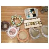 Variety of craft wreaths and skeins...