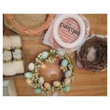Variety of craft wreaths and skeins...