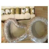 Variety of craft wreaths and skeins...