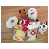 Patchwork quilt and stuff animals...