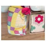 Patchwork quilt and stuff animals...