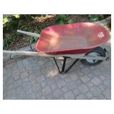 Metal bucket wood handle wheelbarro...