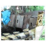 Vintage fence sections, wood crates...