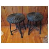 2 black wicker stools...