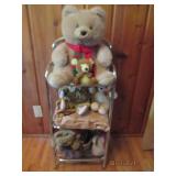 Small metal shelf with teddy bears ...
