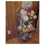 Small metal shelf with teddy bears ...