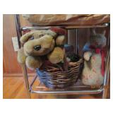 Small metal shelf with teddy bears ...