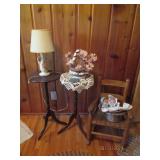 2 lamp stands and small rocking cha...