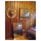 Floral picture, mirror and wall dec...