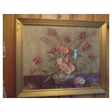 Floral picture, mirror and wall dec...