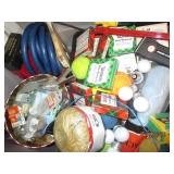 Tote of garage miscellaneous tape, ...