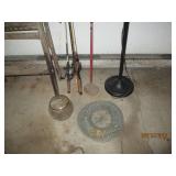 Wooden ladder, vintage fishing rods...