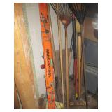 Lot of yard tools, broom...