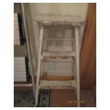 3 step aluminum stool and small woo...