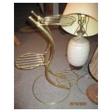 Pair of table lamps and gold tone w...