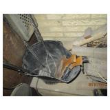 Vintage metal fireplace tools and b...